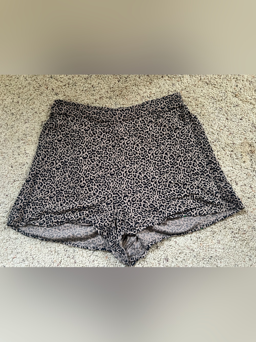 American Eagle Outfitters Beige and Black Leopard High-Waist sleep Shorts